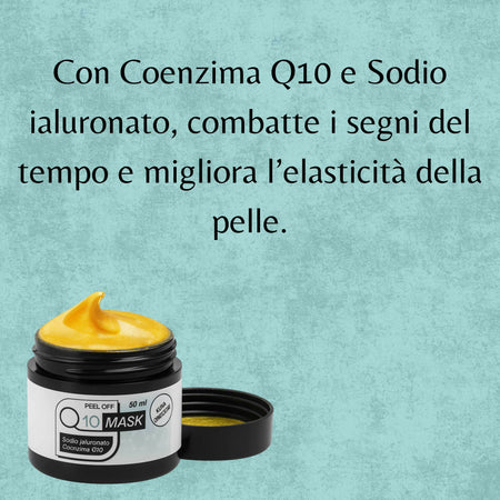 Maschera Viso Anti-Età con Coenzima Q10 e Acido Ialuronico – Trattamento Effetto Lifting, Peel Off, Idratante e Rimpolpante, Tonica e Idratata | AlohaLabs Q10 Mask 50ml