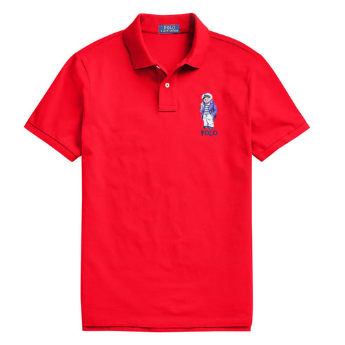 Polo Ralph Lauren Uomo Polo Bear Mezze Maniche Polo Con Orsetto Ricamato Logo Medio Polo Colletto 2 Bottoni Maniche Corte