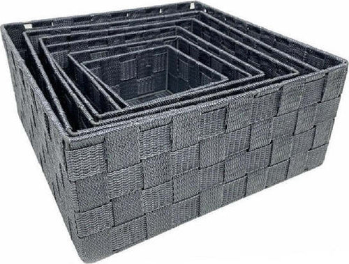6pz-Scatola-In-Tessuto-Contenitori-Organizer-Bagno-Armadio-Cassetti-Grigio-79151