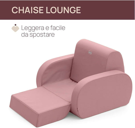 Chicco Twist - Poltroncina per Bambini Trasformabile in Chaise Longue e Divanetto, Sedia per Bambini con 3 Configurazioni, Comoda e Leggera, Si Trasforma con 1 Gesto - Per Bambini 12+ Mesi, colore DUSTY PINK