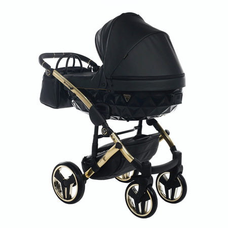 Trio Junama Diamond Fluo in Pelle V2 Nero Telaio Oro Giallo Navicella Nera