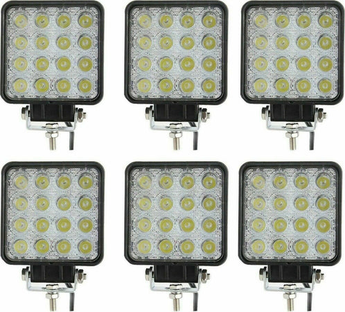 6X-48W-LED-LUCE-FARO-12v-24V-LAMPADA-LAVORO-FARETTO-AUTO-BARCA-CAMION-KLW-SUV