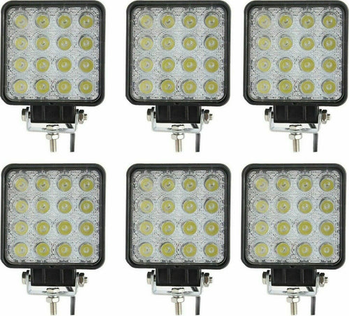 6X-48W-LED-LUCE-FARO-12v-24V-LAMPADA-LAVORO-FARETTO-AUTO-BARCA-CAMION-KLW-SUV