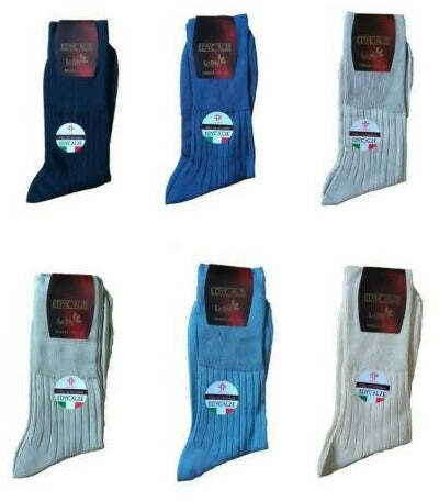 6x Calze Corte Sanitarie Uomo Tinta Unita Edy Calze 100% Cotone Filo Di Scozia Art.60/1