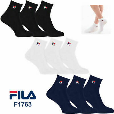 6x Calzino Uomo Fila in Cotone Elasticizzato 6 Paia Nero Bianco E Blu Art.1763