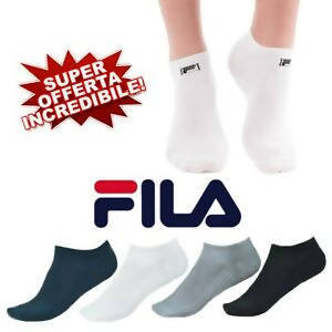 6x Fantasmini Unisex Fila Cotone Elasticizzato 6 Paia Nero, Bianco O Blu