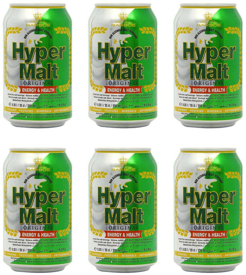 6x Hypermalt in Lattina Da 330 Ml Bevanda Analcolica Al Malto Bevanda Energetica Dolce