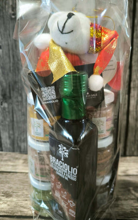 6x sali aromatizzati 80g + olio affumicato a freddo 250cc - set regalo natalizio
