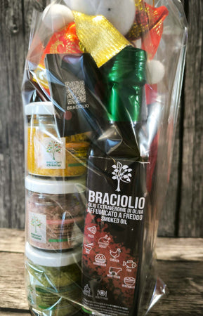 6x sali aromatizzati 80g + olio affumicato a freddo 250cc - set regalo natalizio