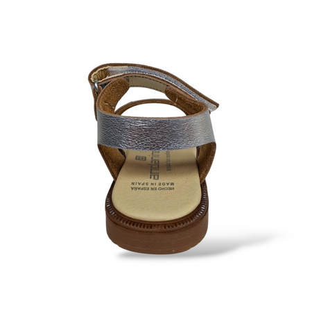 Sandali Bambina Andanines Argento Cerimonia Pelle Velcro 22-34