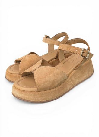 Frau Donna Sandali con plateau in pelle scamosciata