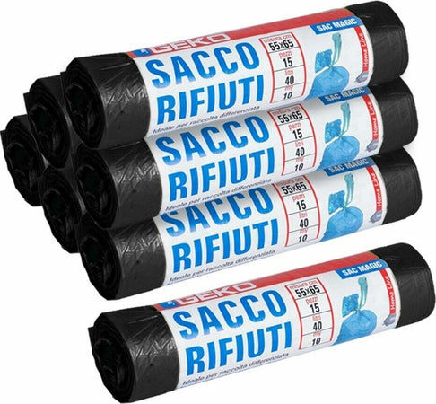 7 X Rotoli Sacchetti Buste Spazzatura 40lt 55x65cm Chiusura Laccetto Nero 105pz Casa, arredamento e bricolage > Pulizia e Bucato > Pattumiere Trade Shop italia - Napoli, Commerciovirtuoso.it