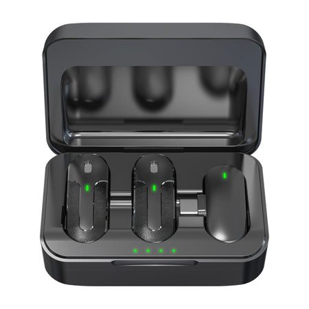 Set 2 Mini Microfoni Lavalier Wireless con Ricevitore USB-C e Custodia di Ricarica, TX301