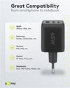 Nano Caricatore Alimentatore GaN 2xUSB-C (PD) + USB-A (QC) da Muro 65W Nero