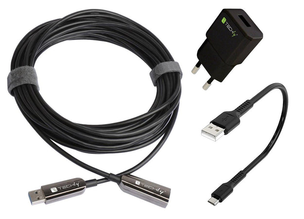 Cavo Ottico Attivo USB 3.2 SuperSpeed Active Optical Cable USB A M/F 30m Nero