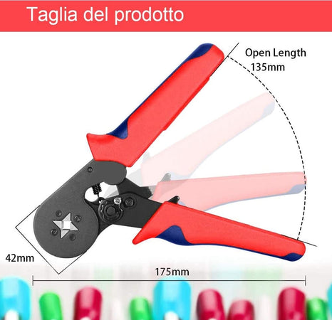 Pinza Crimpare a Cricchetto per Capicorda con 1200 Terminali 2.5-6.0 mm