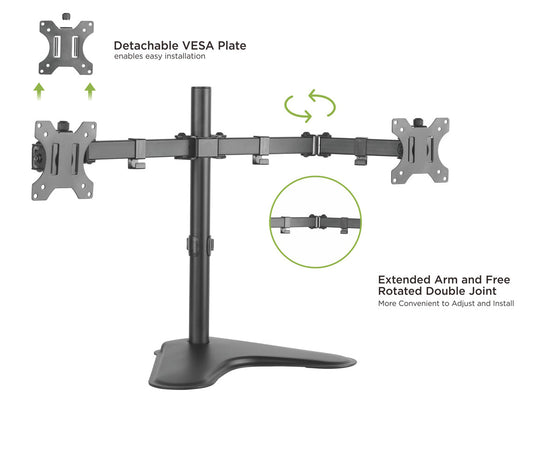 Supporto da scrivania per 2 Monitor 13-32'' con base