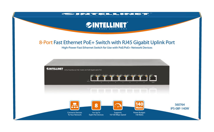 Switch PoE+ 8 Porte 10/100, Desktop / Rack