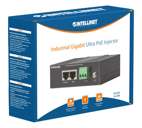 Iniettore Industriale per Guida DIN Gigabit Ultra PoE 60W