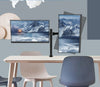 Supporto da Scrivania per 2 Monitor 13-27'' Diametro 48 mm ad Altezza Regolabile con Morsetto a C