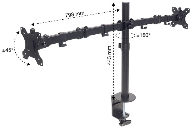 Supporto da Scrivania per 2 Monitor 13-32'' con Morsetto