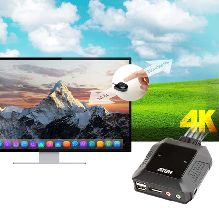 Switch KVM per doppio schermo DisplayPort (ThunderBolt) 2 USB, CS22DP