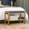 Panca In Legno Bambù con Ripiano e Cuscino Grigio 60x30 H 44 cm Camera Ingresso Bagno