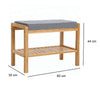 Panca In Legno Bambù con Ripiano e Cuscino Grigio 60x30 H 44 cm Camera Ingresso Bagno