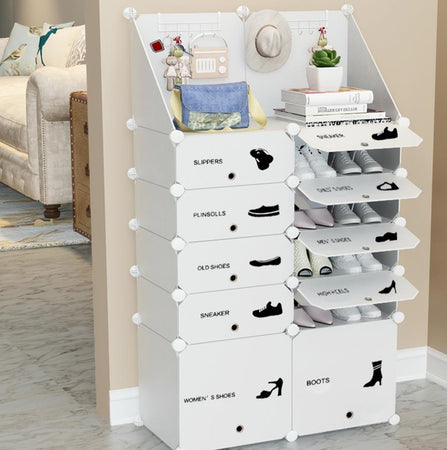 Armadio Scarpiera Modulare 10 Vani Ripiano Superiore Componibile 95 x 37 H 140 cm