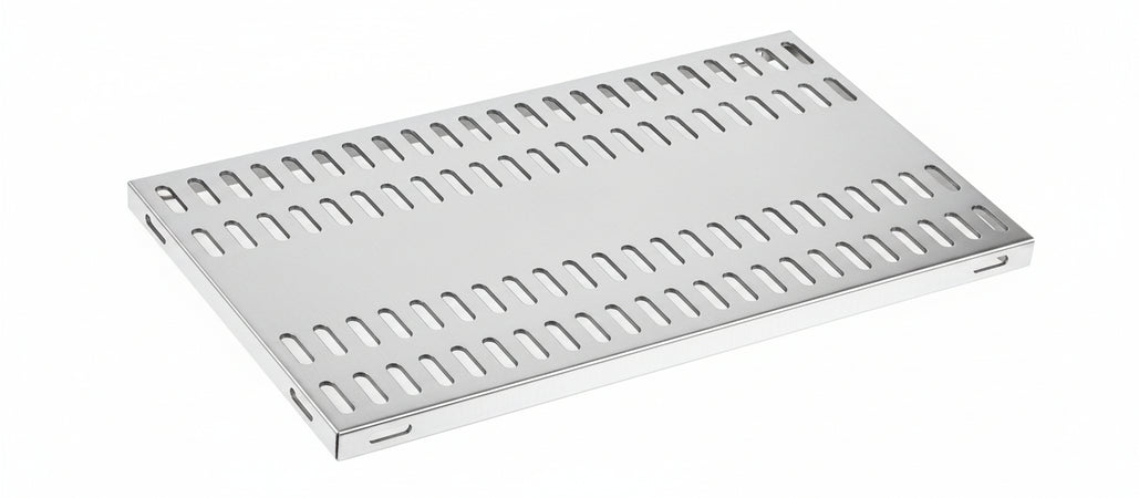 Piano aggiuntivo FORATO per scaffalatura in acciaio inox a ganci cm. 100x30