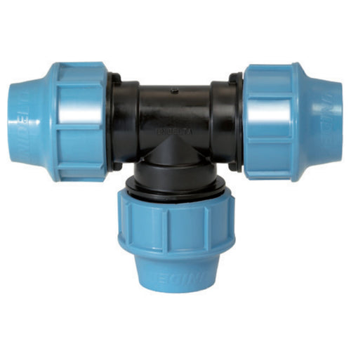 Raccordo a T a 90° in polipropilene a compressione per irrigazione e giardinaggio PN 16 Bar