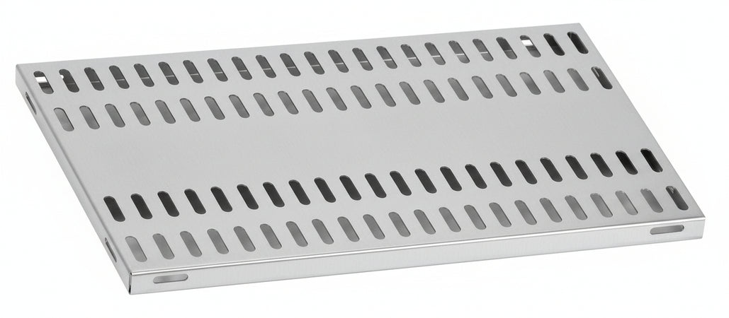 Piano aggiuntivo FORATO per scaffalatura in acciaio inox a ganci cm. 120x30