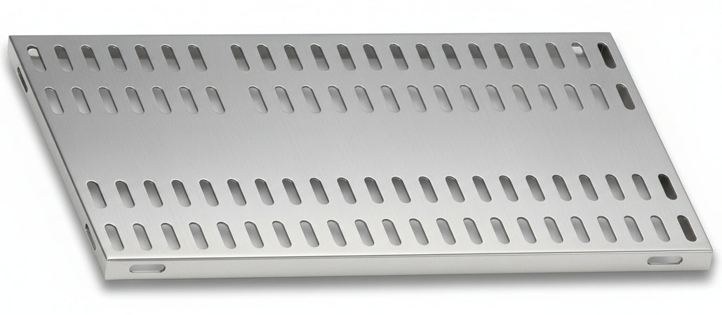 Piano aggiuntivo FORATO per scaffalatura in acciaio inox a ganci cm. 120x60