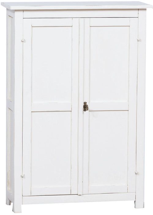 Biscottini Stipetto Country in legno massello di tiglio finitura bianca anticata L68xPR25xH98 cm. Made in Italy