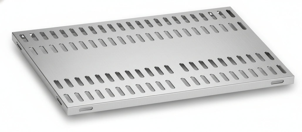 Piano aggiuntivo FORATO per scaffalatura in acciaio inox a ganci cm. 130x30