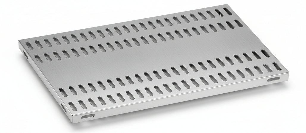 Piano aggiuntivo FORATO per scaffalatura in acciaio inox a ganci cm. 160x60