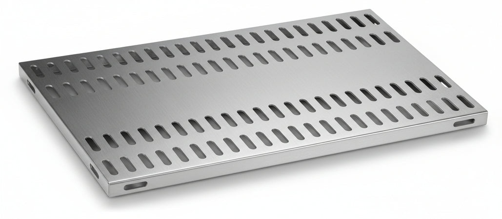 Piano aggiuntivo FORATO per scaffalatura in acciaio inox a ganci cm. 180x40