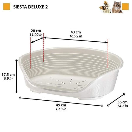 FERPLAST Cestino Siesta Deluxe 2 - 49x36x17,5 cm - Grigio scuro - Per cani e gatti