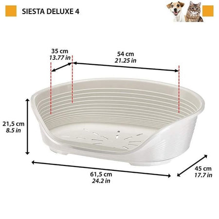 FERPLAST Cestino Siesta Deluxe 4 - 61,5x45x21,5 cm - Grigio scuro - Per cani e gatti
