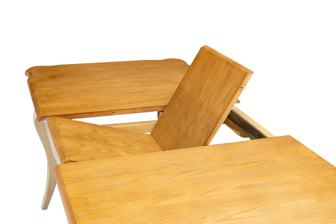 Biscottini Tavolo Country allungabile in legno massello di olmo struttura bianca anticata piano naturale