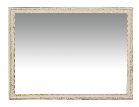 Biscottini Specchio Specchiera da parete e appendere verticale/orizzontale L90xPR4xH120 cm finitura bianco anticato
