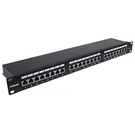 Intellinet 720854 1U (Patch Panel, Cat6A, Ftp, - 24-Port, 1U, Shielded, 90? - Top-Entry Punch Down Blocks, Black - Warranty: 12M)