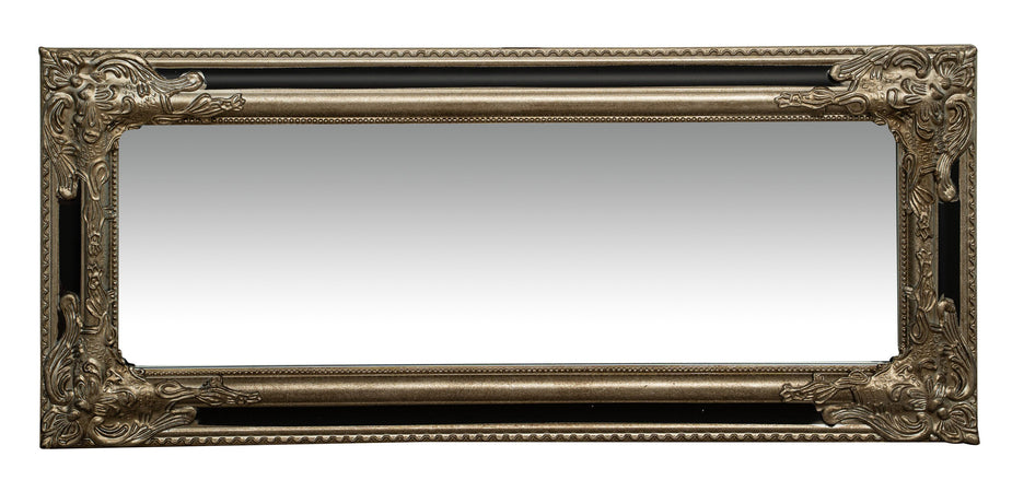 Biscottini Specchio Specchiera Impero da parete e appendere verticale/orizzontale L35xPR4xH82 cm finitura argento e nero anticato