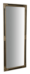 Biscottini Specchio Specchiera Impero da parete e appendere verticale/orizzontale L72xPR4xH180 cm finitura argento e nero anticato