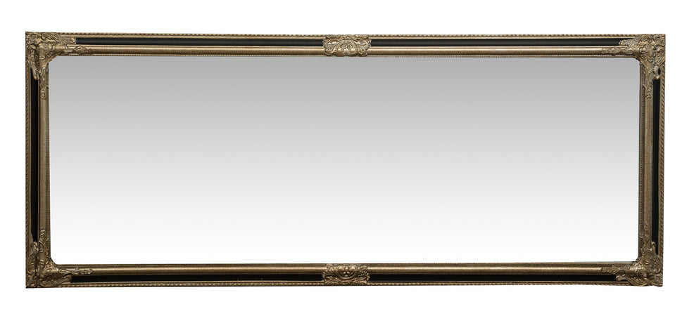 Biscottini Specchio Specchiera Impero da parete e appendere verticale/orizzontale L72xPR4xH180 cm finitura argento e nero anticato