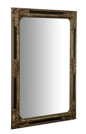 Biscottini Specchio Specchiera Impero da parete e appendere verticale/orizzontale L60xPR4xH90 cm finitura argento e nero anticato