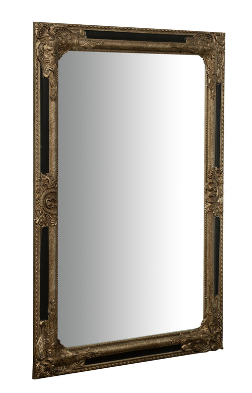Biscottini Specchio Specchiera Impero da parete e appendere verticale/orizzontale L60xPR4xH90 cm finitura argento e nero anticato
