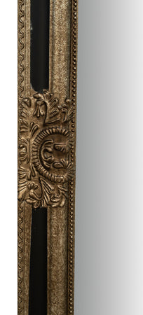 Biscottini Specchio Specchiera Impero da parete e appendere verticale/orizzontale L60xPR4xH90 cm finitura argento e nero anticato