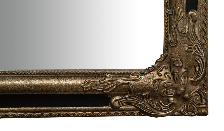 Biscottini Specchio Specchiera Impero da parete e appendere verticale/orizzontale L60xPR4xH90 cm finitura argento e nero anticato