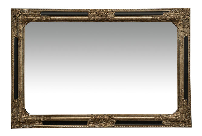 Biscottini Specchio Specchiera Impero da parete e appendere verticale/orizzontale L60xPR4xH90 cm finitura argento e nero anticato